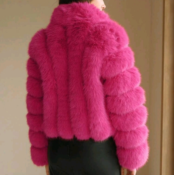 Women's Fashion Solid Color Stand Collar Fluffy Coat, Autumn/Winter - Picture 2 of 4